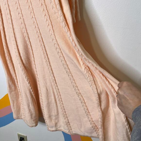Torrid Sweater Skater Dress 00 Peach Cable Knit 3/4 Sleeve Stretch Mini A-Line - Picture 5 of 7